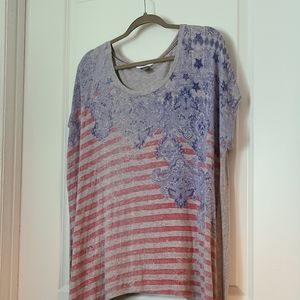 Oversized Flag  tshirt with ties sz 1 XL